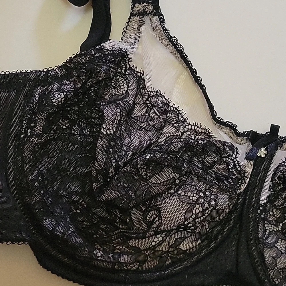 Wacoal Retro Chic Full Figure Underwire Black Lace Bra 32G‎ Witchy Whimsigoth